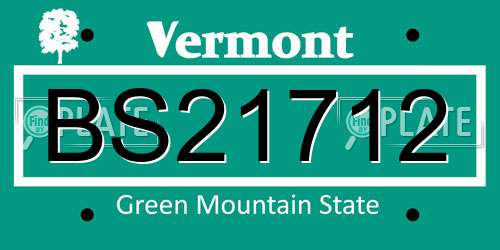 BS21712 Vermont License Plate