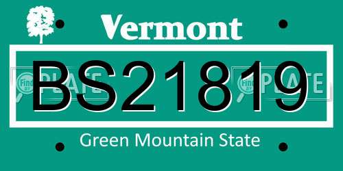 BS21819 Vermont License Plate