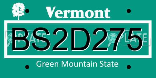 BS2D275 Vermont License Plate
