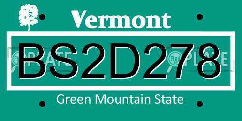 BS2D278 Vermont License Plate
