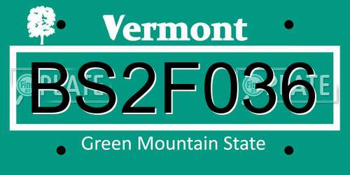 BS2F036 Vermont License Plate