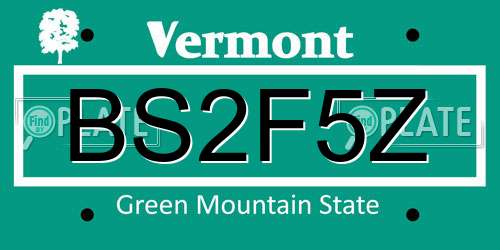 BS2F5Z Vermont License Plate