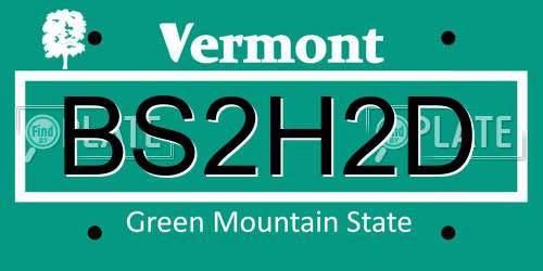 BS2H2D Vermont License Plate