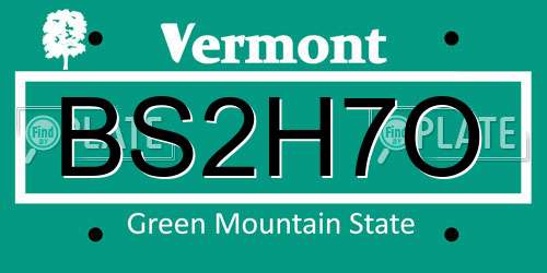 BS2H7O Vermont License Plate