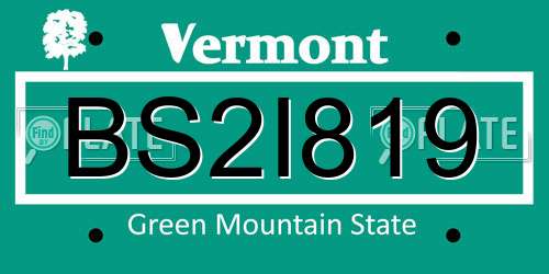 BS2I819 Vermont License Plate