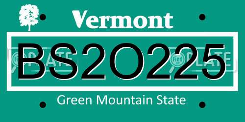 BS2O225 Vermont License Plate