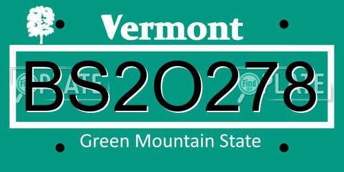 BS2O278 Vermont License Plate