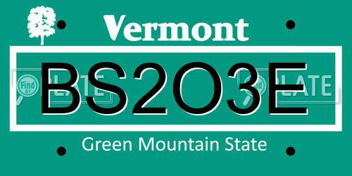 BS2O3E Vermont License Plate