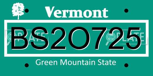 BS2O725 Vermont License Plate