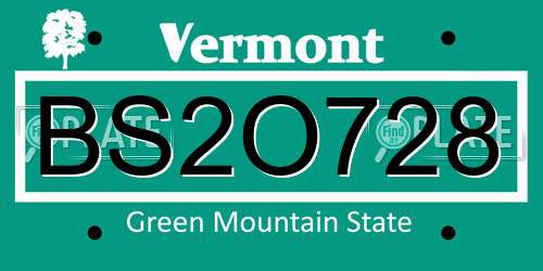 BS2O728 Vermont License Plate