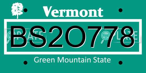 BS2O778 Vermont License Plate
