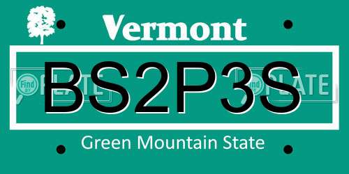 BS2P3S Vermont License Plate
