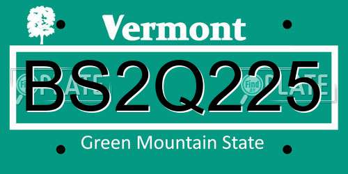 BS2Q225 Vermont License Plate