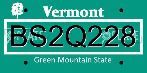 BS2Q228 Vermont License Plate