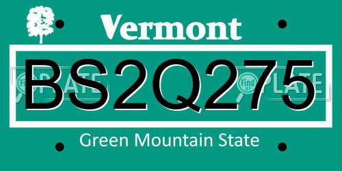 BS2Q275 Vermont License Plate