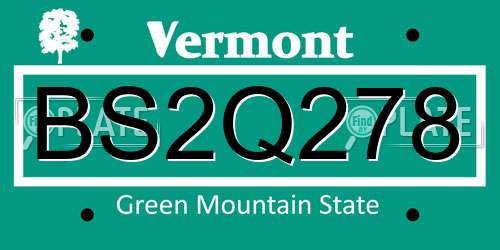 BS2Q278 Vermont License Plate
