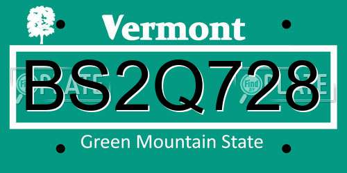 BS2Q728 Vermont License Plate