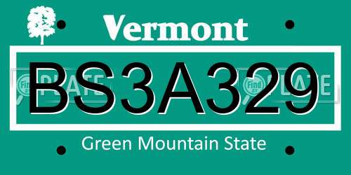 BS3A329 Vermont License Plate