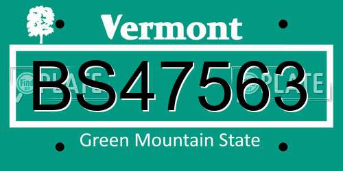 BS47563 Vermont License Plate