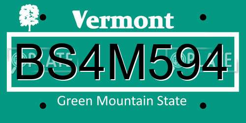 BS4M594 Vermont License Plate