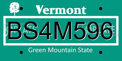 BS4M596 Vermont License Plate