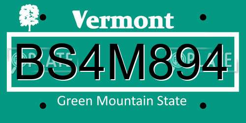 BS4M894 Vermont License Plate