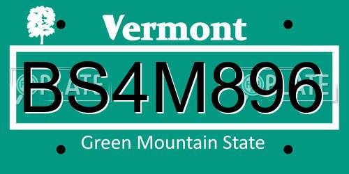 BS4M896 Vermont License Plate