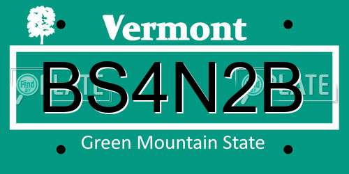 BS4N2B Vermont License Plate