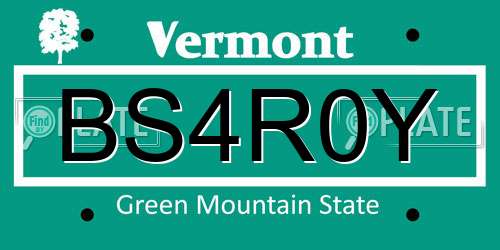 BS4R0Y Vermont License Plate