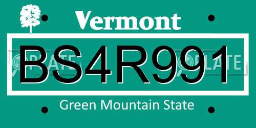 BS4R991 Vermont License Plate