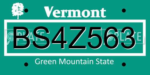 BS4Z563 Vermont License Plate
