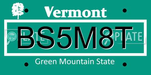 BS5M8T Vermont License Plate