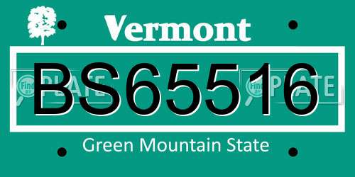 BS65516 Vermont License Plate