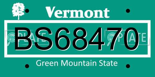 BS68470 Vermont License Plate