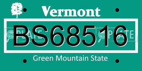 BS68516 Vermont License Plate