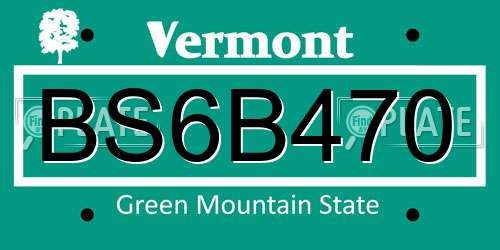 BS6B470 Vermont License Plate