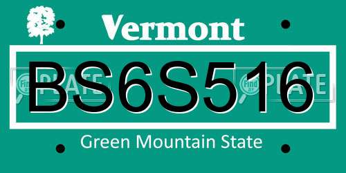 BS6S516 Vermont License Plate