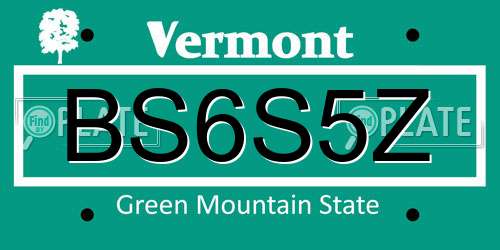 BS6S5Z Vermont License Plate