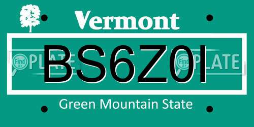 BS6Z0I Vermont License Plate