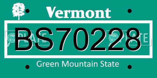 BS70228 Vermont License Plate