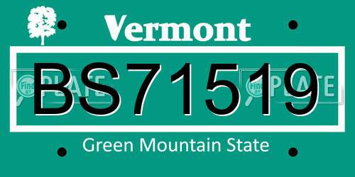 BS71519 Vermont License Plate