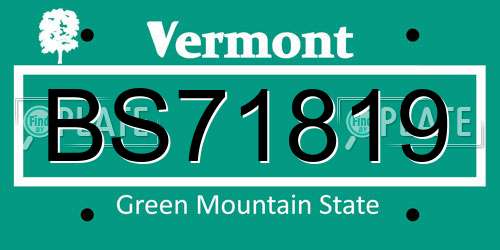 BS71819 Vermont License Plate