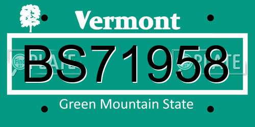 BS71958 Vermont License Plate