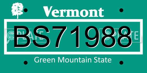 BS71988 Vermont License Plate