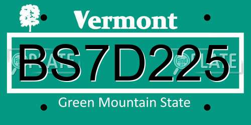 BS7D225 Vermont License Plate