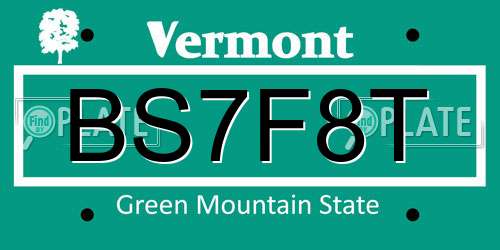 BS7F8T Vermont License Plate