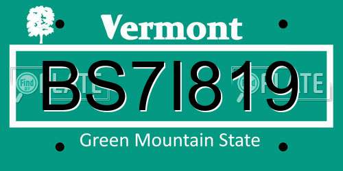 BS7I819 Vermont License Plate