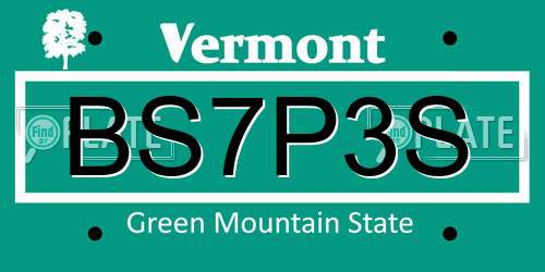 BS7P3S Vermont License Plate