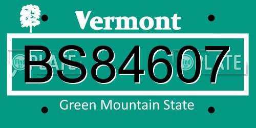 BS84607 Vermont License Plate