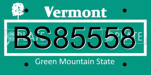 BS85558 Vermont License Plate